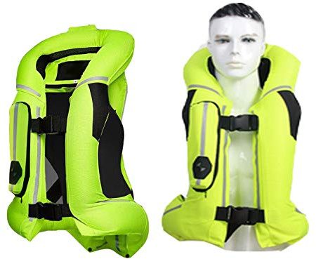 Airbag-Weste, Motorrad-Airbag-Weste, abnehmbare Schutzausrüstung auf der Rückseite, um Löcher zu verhindern, geeignet für Erwachsene Männer und Frauen (ohne CO2-Zylinder) (Farbe: Grün, Größe: