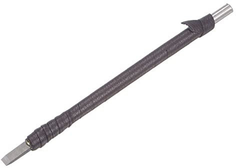 sourcing map Madera Cinceles Cuchillo, 5mm Tungsteno Carburo Plano Punta Talla Carpintería Manual Herramienta 150mm (6 Pulgadas) Longitud con Cuero Tela Mango