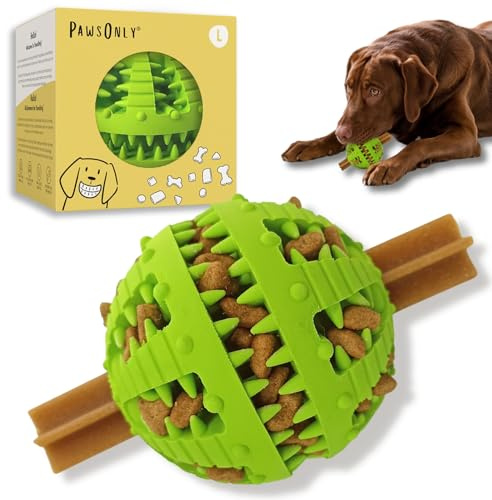 PawsOnly | Hundespielzeug | Leckerli Ball für Hunde | Intelligenzspielzeug | Snackball Hund | Hundebeschäftigung | Futterball Naturkautschuk | Welpenspielzeug | Zahnputzball (Groß 8 cm, Grün)