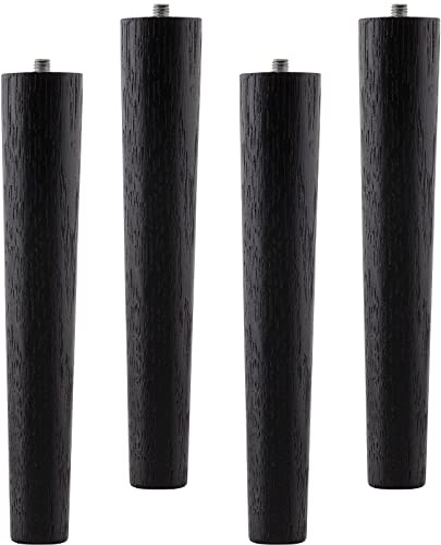 SOTECH 4er Set Möbelfüße Eiche schwarz H 200 mm/konisch Ø 35/25 mm mit Gewindestift M8