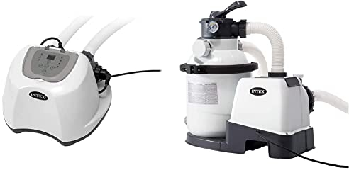 Intex Chlorinator Salzwassersystem, Grau, 24.9x32.5x19.2 cm & Krystal Clear Sandfilteranlage 4,5 m³ für Pools bis 18.000l 26644