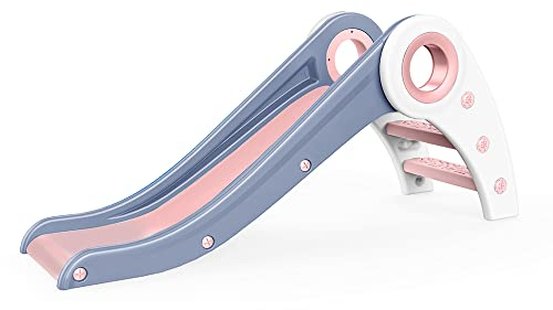 Clamaro 'Speedy' Kinder Rutsche zusammenklappbar für drinnen und draußen mit Anti-Rutsch Stufen - Rutschbahn mit ca. 110 cm Länge, ideal als Gartenrutsche oder Planschbecken Rutsche - blau/Weiss