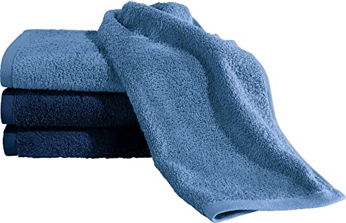 Erwin Müller Gästetuch Bühl 4er-Pack blau/dunkelblau Größe 30x50 cm - besonders flauschig, voluminös, äußerst saugfähig