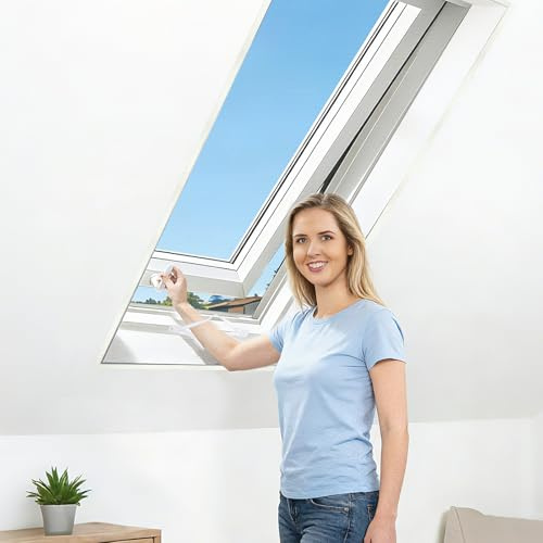 Apalus Zanzariera per Finestre 130x150CM con Zip per Accesso All'Esterno, Adatta per Finestra a Battente, con Taparelle o Persiane, Finestre a Bilico o Lucernari, Bianco, Set 2 Pezzi