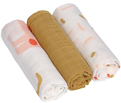 LÄSSIG Baby Mulltuch Spucktuch Puckdecke 3er Set Baumwolle 80 x 80 cm/ Heavenly soft Swaddle L Little Mateys Cat