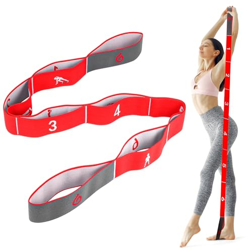 Elastique Musculation, Elastique Sport 8 Niveaux de Forces Bande Elastique Musculation, Bande de Résistance Bande Elastique Fitness pour Entraînement Gym Fitness Pilates Yoga (Rouge)
