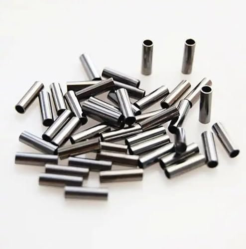 NEU AMZfishing® 100 Stück Quetschhülsen zum Vorfachbau | Klemmhülsen | Quetschhülsen für Stahlvorfächer | Klemmhülsen für Spinnvorfach | Crimphülse für Stahlvorfach (2,2mm x 10mm)