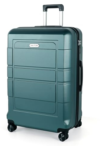 TANTOMI Koffer Groß, Hartschalenkoffer aus ABS+PC, Trolley, Reisekoffer mit 4 drehbaren Rollen (360°), 3-stelliges Zahlenschloss und Aluminium-Teleskopgriff (XL – 95L, Helles Dunkelgrün)