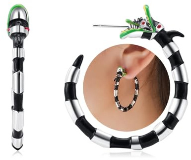 SONGCHANGJEWELRY Gothic Coral Snake Earring - Sandworm Faux Tunnel Hoop Earrings - Halloween Cosplay Costume Jewelry for Women Men (Sandworm Earrings)