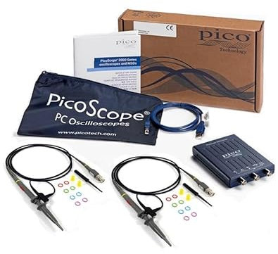 Pico Technology PicoScope 2204A 2 Channel Oscilloscope Lab Kit 10 MHz, 8 kS, Handheld USB PC Digital Pocket With Probes, PS7 Software and Waveform Generator (PQ374)