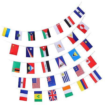 Amosfun Wimpelkette 100 Länder Nationalflaggen Dekorative String Flagge Banner