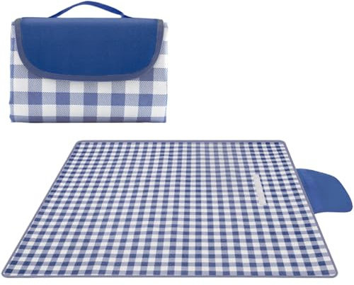 Ceprznvey Strandfilt, picknickfilt, vikbar halkfri matta med handtag, vattentät campingmatta, rymlig 200 x 200 cm Oxfordtyg utomhusmatta för pool, avkoppling, balkong