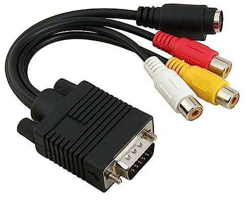 KOMBIUDA Adattatore Vga a 3 Rca -video 20 Cm in Pvc Per Laptop e Desktop Uscita Tv-out, Convertitore Segnale Video Compatibile Schede Vga Serie e Nv6