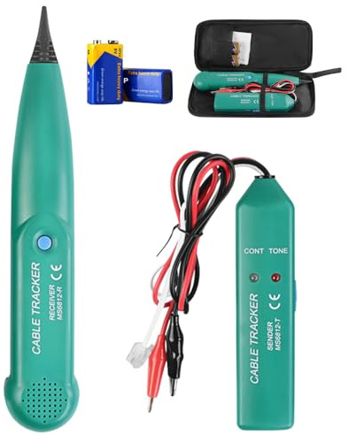 Localizzatore Cavi con 2 batterie, Cercacavi Tester Cavi Rottura, Rilevatore di Linea Telefonica,Tracciatore di Fili e Generatore di Toni, per ricerca di coppie telefoniche, localizzatore di cavis