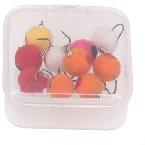Gdfnmogo Juego de señuelos de pesca de 5610 piezas para trucha para moscas que se hunden huevos, para salmón y cabeza de acero (10 cajas de colores)