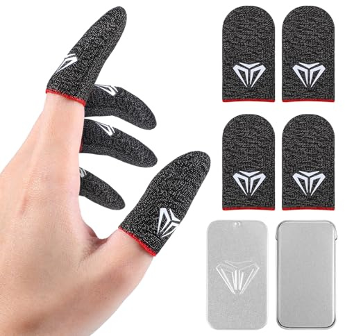 Gjinxi 4 Stück Gaming Finger Thumb Sleeves Mobile Gaming Handschuhe Fingerlinge Silberfaser Touchscreen Daumenhülsen Fingerabdeckung Fingerhülse Daumenhülle für Handyspiele