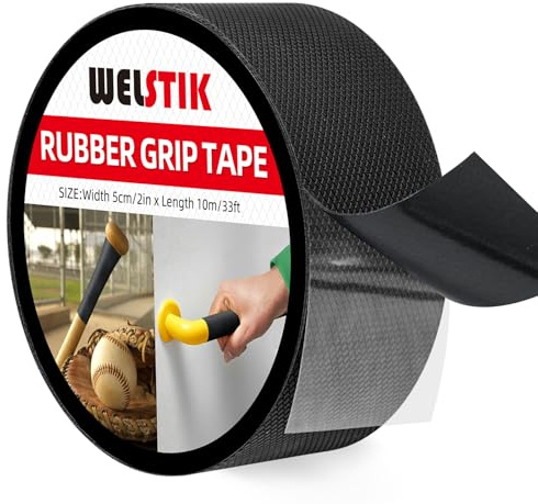 WELSTIK Nastro adesivo in gomma, nastro antiscivolo ultra resistente e impermeabile con adesivo strutturato per strumenti e gadget fai-da-te (nero, 5 cm x 10 m)