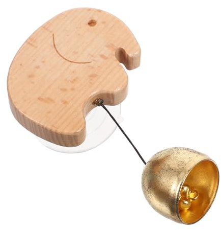 Ciieeo Timbre de Madera para Puerta con Campanilla de Latón y Ventosa Adorno Decorativo Forma de Elefante Pequeño Timbre Retro para Hogar y Comercio Adecuado para Aviso de Entrada