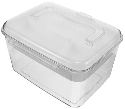 BESPORTBLE Boîte de Remède d'urgence Portable avec Poignée Organisateur Familial Transparent en Plastique Rangement Compartimenté pour Pilules Trousse de Secours Légère et Facile à