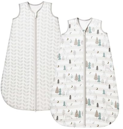 ToyaTec Gigoteuse pour bébé 1.0 Tog, lot de 2, en rayonne ultra douce fabriquée à partir de bambou, sac de couchage en fibre de bambou biologique pour bébé, idéal pour toutes les saisons(Gris,S)