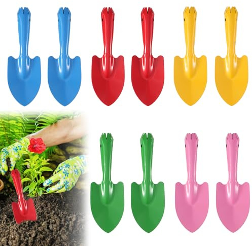 10 Stück Mini Gartenschaufeln 20cm Bunte Kleine Schaufeln aus Metall für das Pflanzen Umpflanzen und Graben im Garten Metall Handschaufel für Blumenbeete und Topfpflanzen