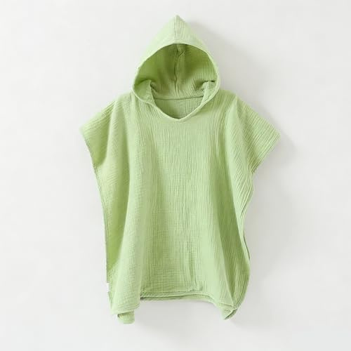 JORAKI Toalla Bebé con Capucha de Muselina 100% Algodón – Capa de Baño Infantil Suave y Absorbente – Albornoz Bebé y Poncho de Playa para Niños 0-6 Años – Ideal para Baño, Piscina (Verde Menta)