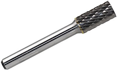 YUFUTOL SA-3 Tungsten Carbide Burr Cylinder Shape Double Cut Rotary Burr File(3/8” Cutter dia X 3/4”Cutter Length) with 1/4’’ Shank dia,1pcs