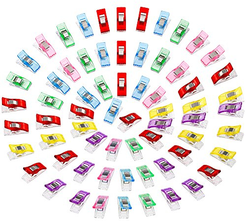 Anpro Clips für Nähen/Quilten, Blue/Green/Pink/Purple/Red/Yellow, 100er-Pack