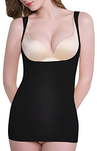 Everbellus Mujer Camiseta Moldeadora Faja Adelgazante Cómodo Sin Costuras Body Reductor Negro Small