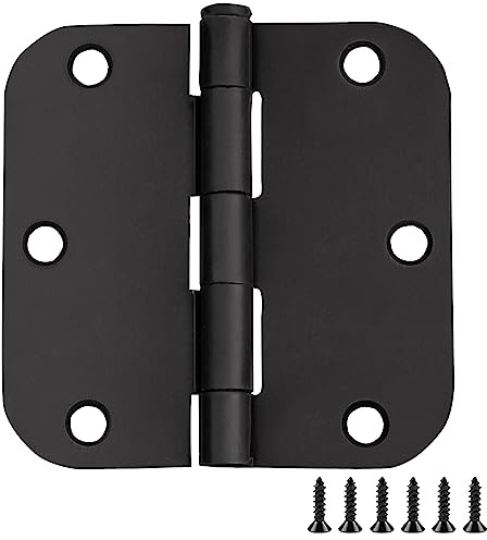 Design House 188912 6-Hole 3 1/2 x 3 1/2, 5/8 Radius Hinge, 10-Pack, Matte Black