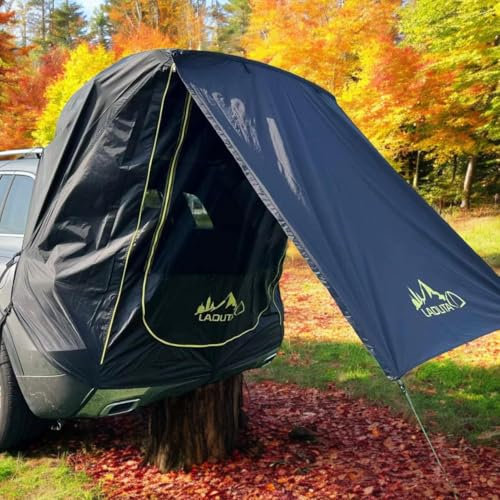 Car Boot Tent for Camping – Rainproof Waterproof Car Tailgate Tent with Double Layer Sun Protection Sunshade – Portable Hatchback Car Tent suitable for SUV MPV Van with Mesh Mosquito Net 3000MM UPF50+