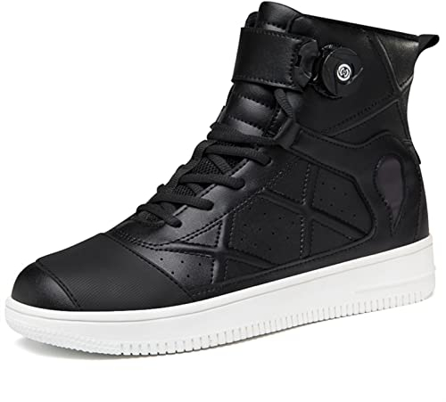 SahilXtore Motorradschuhe for Herren Damen, mit ATOP Verschluss-System, Atmungsaktiv Leder Biker Motorradstiefel Knöchelstütze, Wasserabweisend Sohle 36-46 (Color : Schwarz, Size 38 EU)