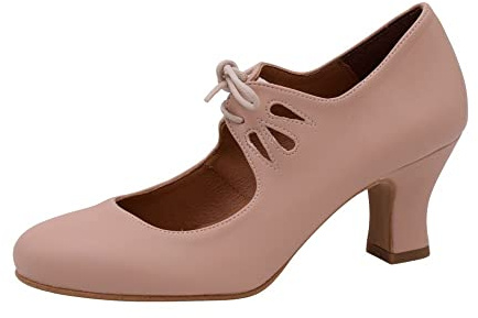 PASARELA - Zapatos de Baile Flamenco Napa Soft con Cordones para Mujer Sintético