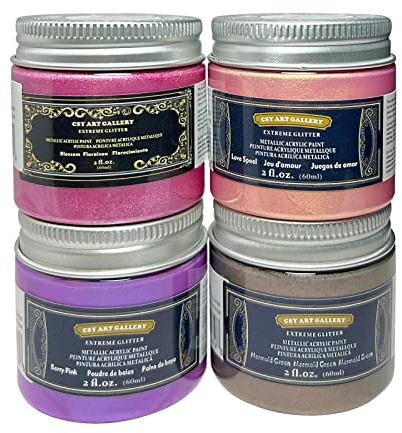 CSY art gallery Two-Tone Iridescent Effect Metallic Acrylic Paint Set Pink Color 2 oz/60 ml Bottel, Water-Based Rich Pigment, High Brightness, Non Toxic for Artists & Hobby Painters(Pink Unicorn)