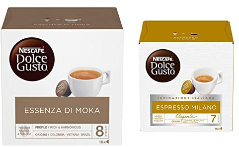 NESCAFÉ DOLCE GUSTO Essenza di Moka Caffè Espresso, 6 Confezioni da 16 capsule (96 capsule) & Espresso Milano Caffè, 6 Confezioni da 16 capsule (96 capsule)