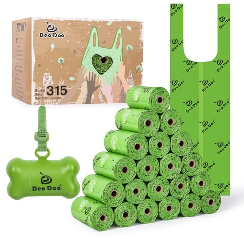 Deo Doo Dog Waste Bags with Handle, Cherry Blossom Fragrance, Pack of 315 Dog Waste Bags Rolls, Made of Recycled Materials, Leak-proof and Strong Waste Bags for Cats, Green-4