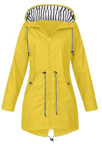 Regenponcho Damen, Damen PU Regenjacke Mit Kapuze Wasserdicht Windbreaker Wetterfest Übergangsjacke Regenmantel, Gr.36-46 EU Schuhe Damen Huddis Damen Cape Poncho Mantel E Girl Kleidung
