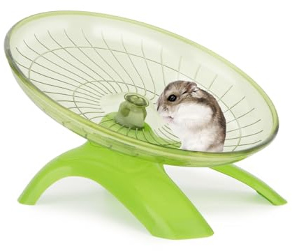 Reshiho Hamster Wheel Flying Saucer Silent Exercise Wheel Running Wheel for Hamsters, Gerbils, Mice and Other Small Pets, Silent Hamster Running Wheel (Green)