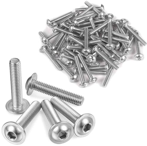 20 tornillos de cabeza alomada con hexágono interior, tornillos de acero inoxidable,tornillos alomados con brida, m6x20mm,tornillos de cabeza redonda