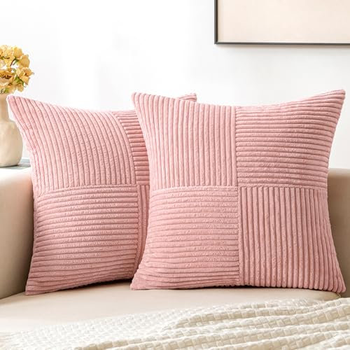MIULEE 2er Set Kissenbezug 50x50cm Rose Kissenhülle Kissenbezüge Sofakissen Dekokissen Boho Couchkissen Kord Dekorative Zierkissenbezug für Sofa
