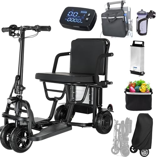 WEYRAL : nouveau scooter électrique pliable, scooter électrique pour seniors à roues avant doubles, régulation automatique de la vitesse, 15 km/h, scooter pliable pour seniors