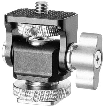 Cabezal de trípode de montaje para monitor con adaptador de montaje de zapata fría giratorio y para micrófono flash, luz de relleno ajustable