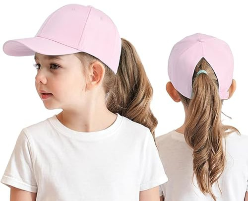 gorra de béisbol para niños de 3 a 8 años, con cola de caballo para niñas y niños, ajustable, protección UV, para golf y tenis junior, gorra de visera para el sol