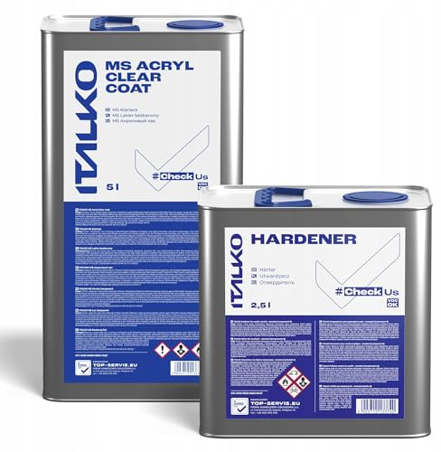 ITALKO Klarlack MS Set 2K – Acryllack + Härter im Mischverhältnis 2:1 – hochglänzend, kratzfest, UV-beständig – Autolack für Karosserie Reparatur, in 1,5L oder 7,5L Gebinde