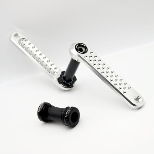 EVOSID Road Bike Crankset 160MM/165MM/170MM Crank Arm Set with Bottom Bracket Compatible with City Bike,Folding Bike,Road Bike 3-Bolt Direct Mount Crank (Silver, 165MM)