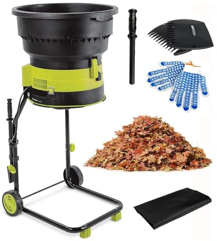 HajMyrdonyx Electric Leaf Mulcher Shredder 2500W with Wheels, 8000RPM Chipper, Garden Compost Shredder, Compost Shredder Leaf Crusher,54cm Wide Hopper for Pine Needles, Thatch Powercord×20m