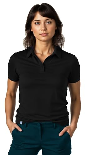 ALPIN LOACKER Coolmax Merino Shirt Damen Kurzarm 150 g/m2 I atmungsaktives Funktionsshirt schnelltrocknend und kühlend I Merinowolle Tshirt und Thermooberteil, Polo Schwarz M