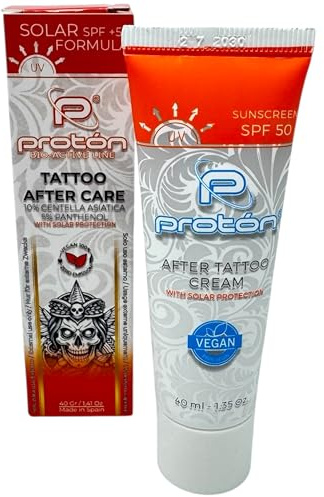 Crema de tatuaje Proton con protección UV/protección solar SPF50 40 ml – Vegano – INKgrafiX – Crema profesional para el cuidado del tatuaje – 10% Centella y 5% pantenol