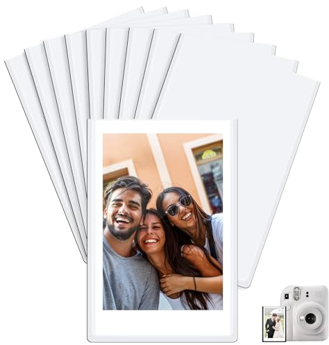 Ainiv Set med 10 magnetiska fotoramar för Instax Mini-film, 9,3 x 6,3 cm, för kylskåp, personlig kylskåpsmagnet för foton, vykort, meddelanden, vit