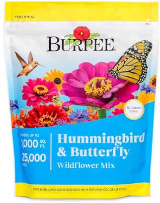 Burpee Wildflower 25,000 Bulk, 1 Bag 18 Varieties of Non-GMO Flower Seeds for Hummingbirds and Butterflies